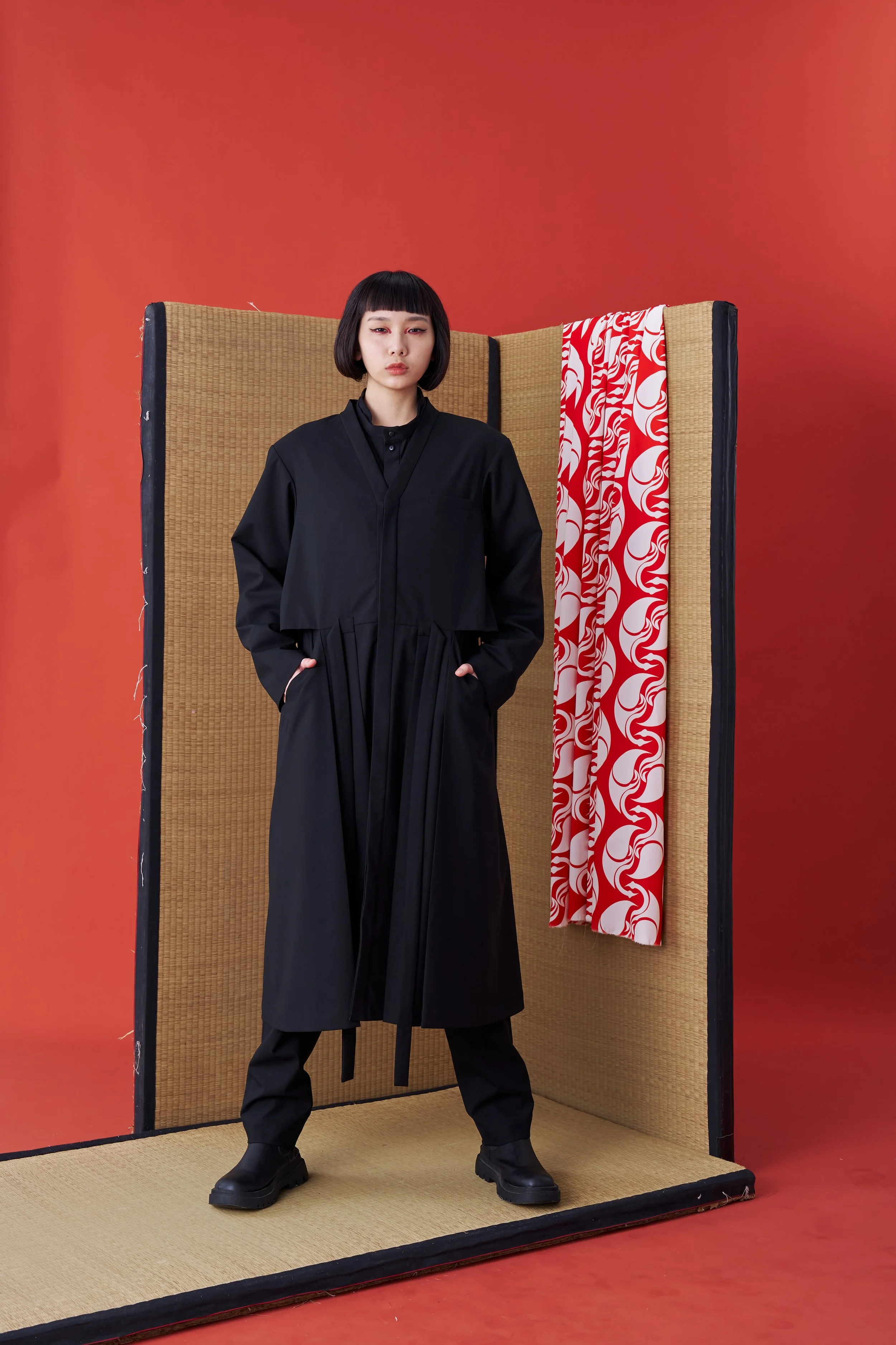 INF Deconstructed Japanese Kimono-inspired Longline Suit Jacket